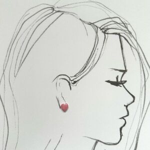 Vintage 90's Pink Gemstone Heart Stud Earrings Valentine's Day - 10mm diameter